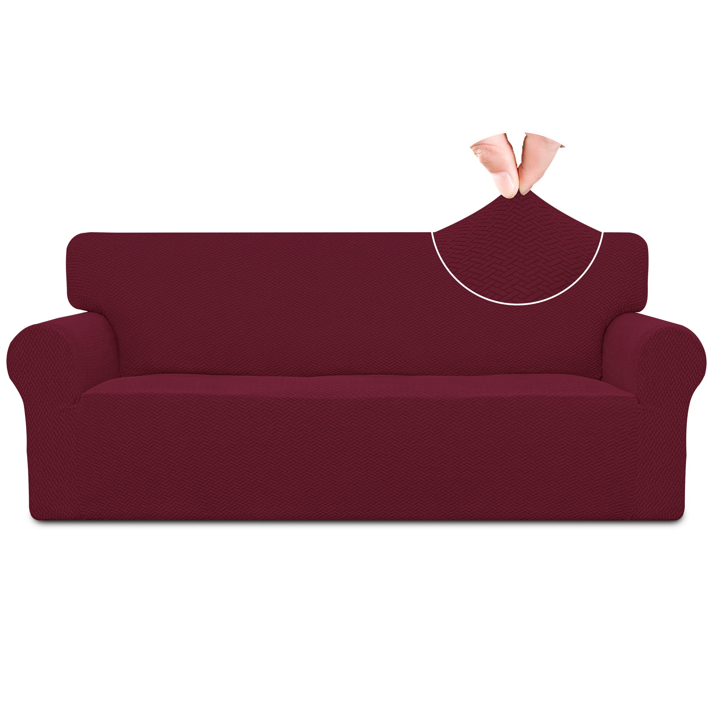 Easy-Going Stretch Jacquard Couch Cover, 1-Piece Soft Sofa Cover, Sofa Slipcover With Anti-Slip Foams, Washable Furniture Protec
